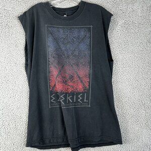 90s Ezekiel Skater Cutoff T shirt Tank Top Size Large Black Faded